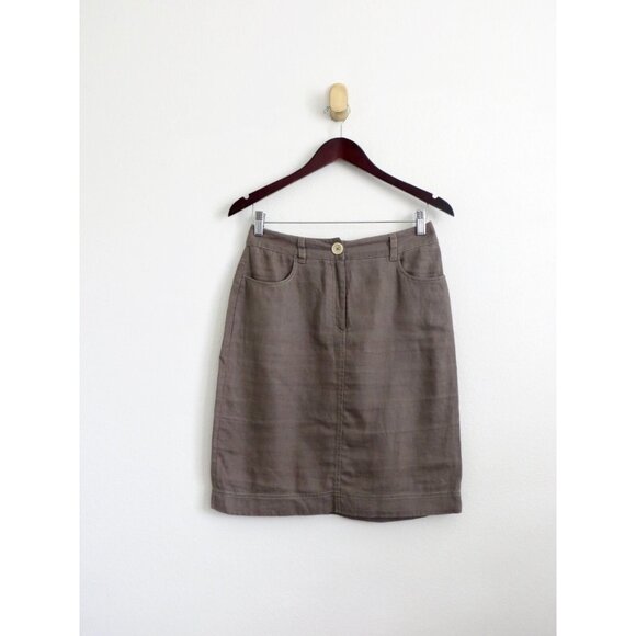 Boden Linen Blend Short Skirt Pockets Mocha Brown SZ 4 Long - Picture 1 of 5